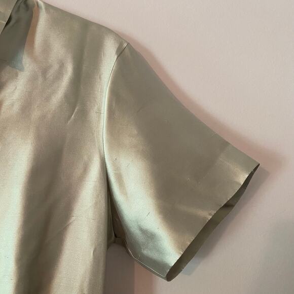 NWT Theory Silk Ice Gray Shantung Twill Button Down A-Line Mini Dress Women's 6 - Picture 6 of 16